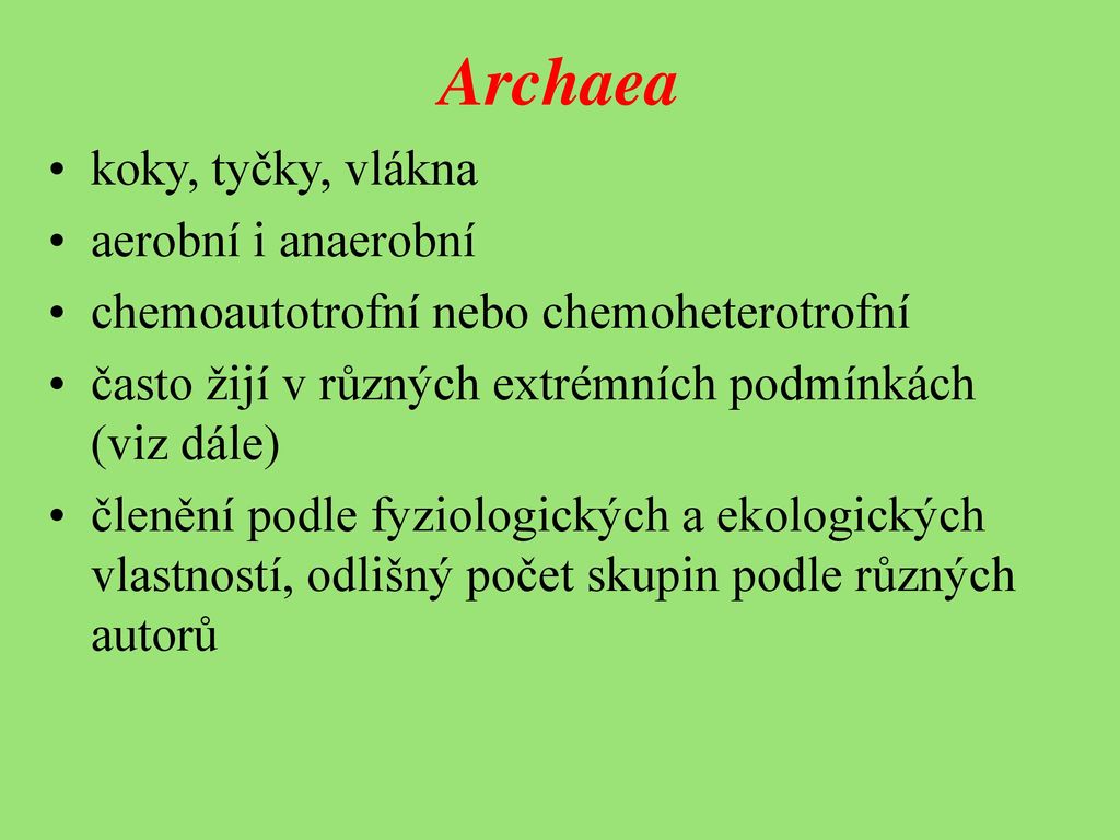 Prokaryotní organismy Archaea ppt stáhnout